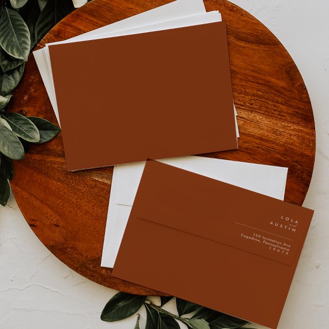 Simple Desert | Terracotta Wedding Invitation Envelope (Simple Desert | Terracotta Wedding Invitation Envelope on plate)