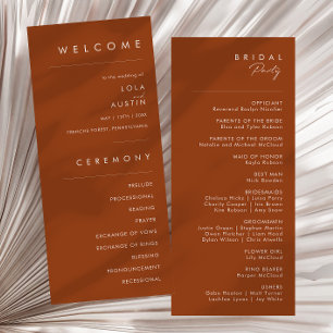 Simple Desert   Terracotta Wedding Program Programme