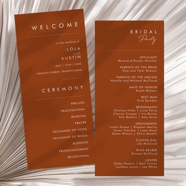 Simple Desert | Terracotta Wedding Program Programme (Creator Uploaded)
