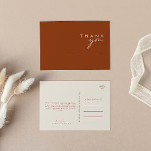 Simple Desert Terracotta Wedding Thank You Postc Postcard