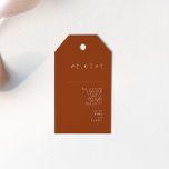 Simple Desert | Terracotta Wedding Welcome Gift Tags<br><div class="desc">These Simple Desert | Terracotta wedding welcome gift tags are exactly what you're looking for to complete your modern rustic boho wedding. Perfect for either a vintage minimalist western vibe or a retro fall bohemian feel. The minimal natural white script truly pops with this colourful autumn background. You can choose...</div>