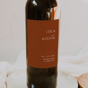 Simple Desert   Terracotta Wedding Wine Label