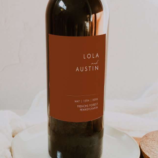 Simple Desert | Terracotta Wedding Wine Label (Creator Uploaded)