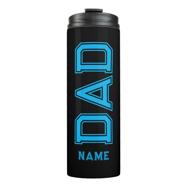 Simple Design Blue typography Black Background Thermal Tumbler (Front)