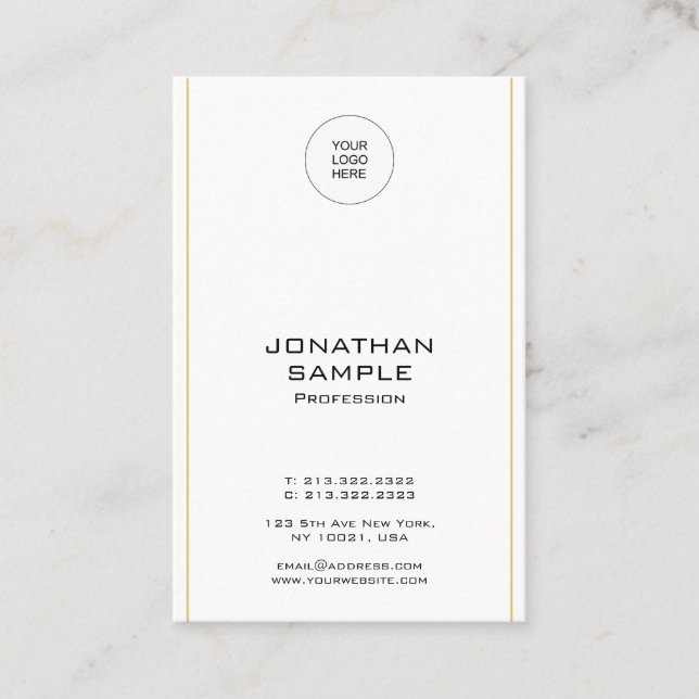 Simple Design Gold Vertical Template Modern Business Card (Front)