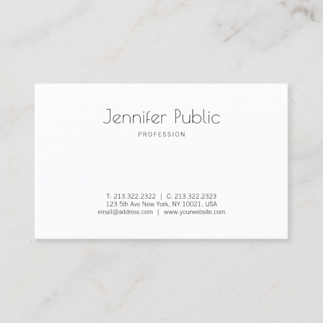 Simple Design Modern White Plain Fashionable Business Card (Front)