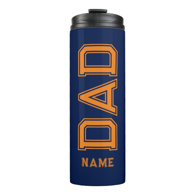 Simple design Orange typography blue background Thermal Tumbler (Front)