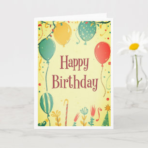 Simple design vintage birthday card