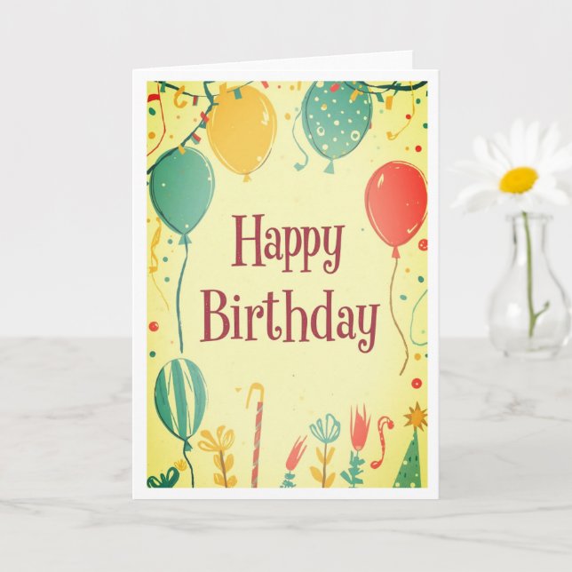 Simple design vintage birthday card (Small Plant)