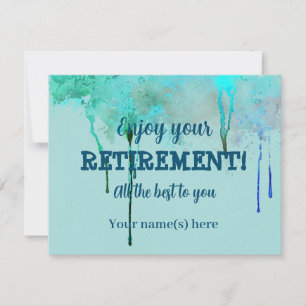 Simple Design Watercolor Teal Retirement Wishes Card