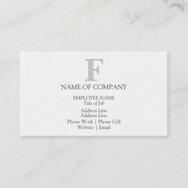 Simple Designer Monogram Template Black Grey Grey Business Card (Front)
