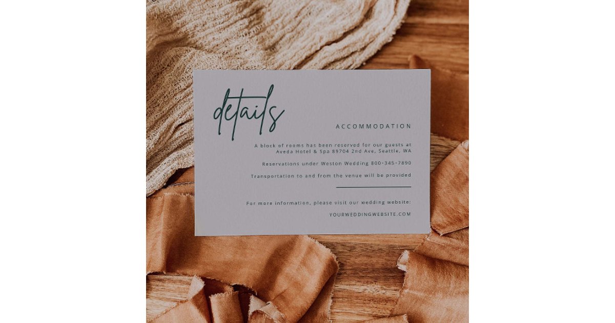 Simple Details Wedding Invitation Enclosure Card | Zazzle