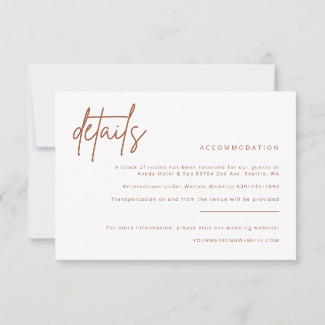 Simple Details Wedding Invitation Enclosure Card  (Front)