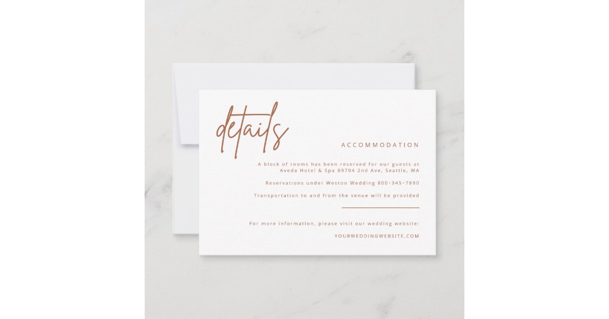 Simple Details Wedding Invitation Enclosure Card | Zazzle