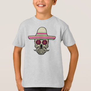 Simple Dia de Muertos Skull with Hat Sleeve Shirt