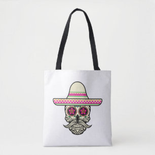Simple Dia de Muertos Skull with Hat   Tote Bag