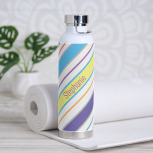 Simple Diagonal Stripes Water Bottle