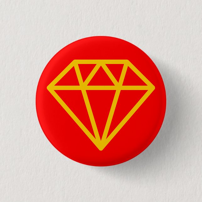 Simple Diamond - Amber on Red 3 Cm Round Badge (Front)