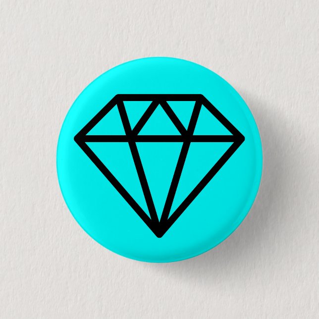 Simple Diamond - Black on Cyan 3 Cm Round Badge (Front)