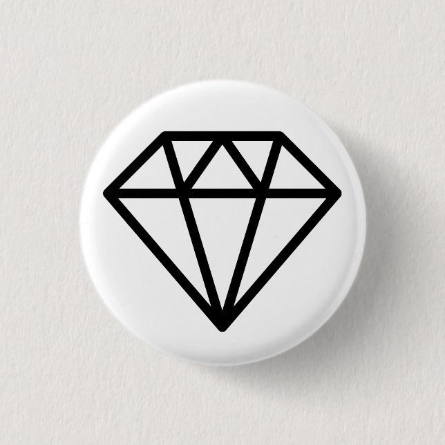 Simple Diamond - Black on White 3 Cm Round Badge (Front)