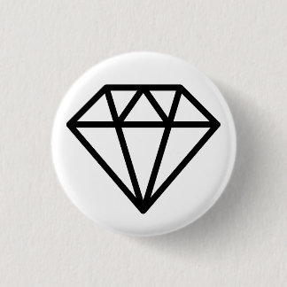 Simple Diamond - Black on White 3 Cm Round Badge
