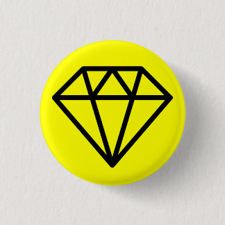 Simple Diamond - Black on Yellow 3 Cm Round Badge