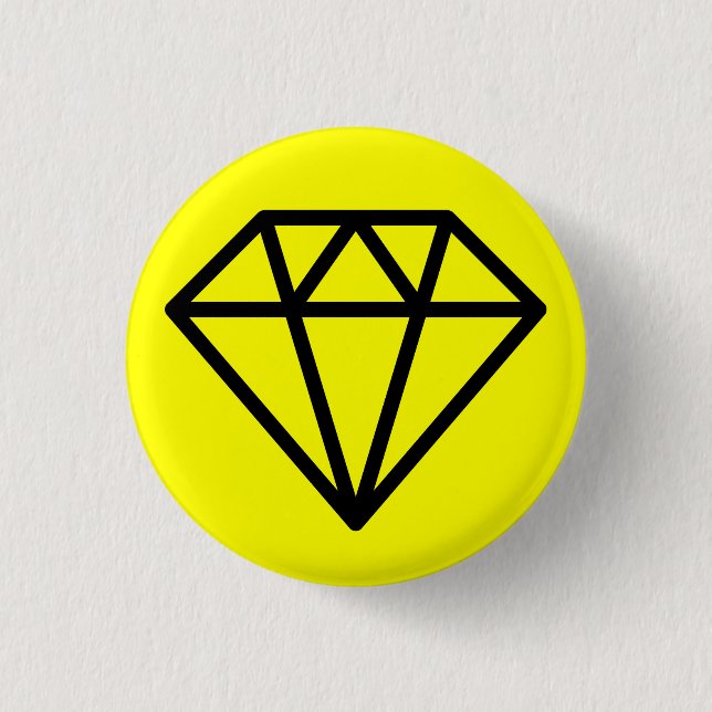 Simple Diamond - Black on Yellow 3 Cm Round Badge (Front)