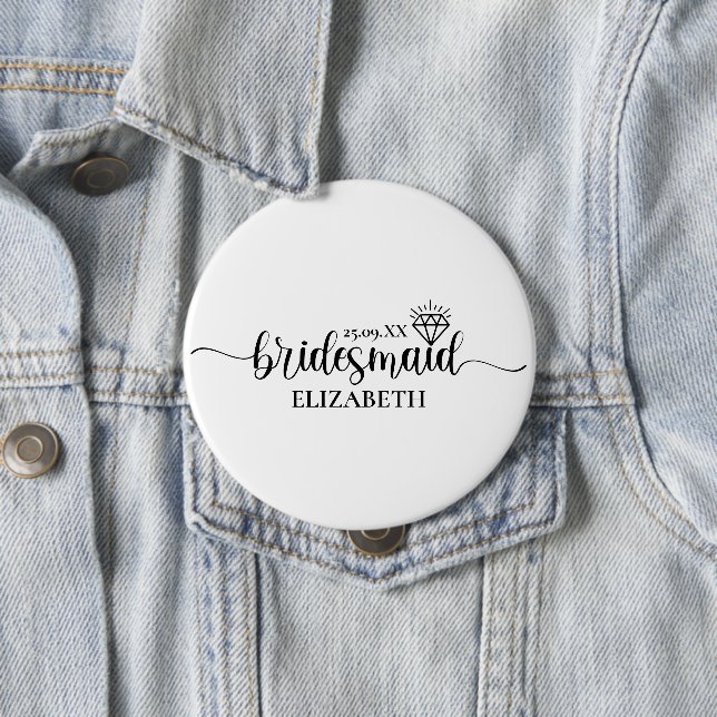 Simple Diamond Elegant Script Bachelorette Weekend 10 Cm Round Badge (In Situ)