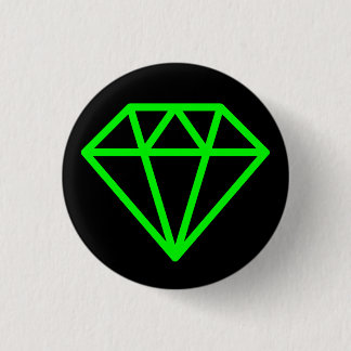 Simple Diamond - Green on Black 3 Cm Round Badge
