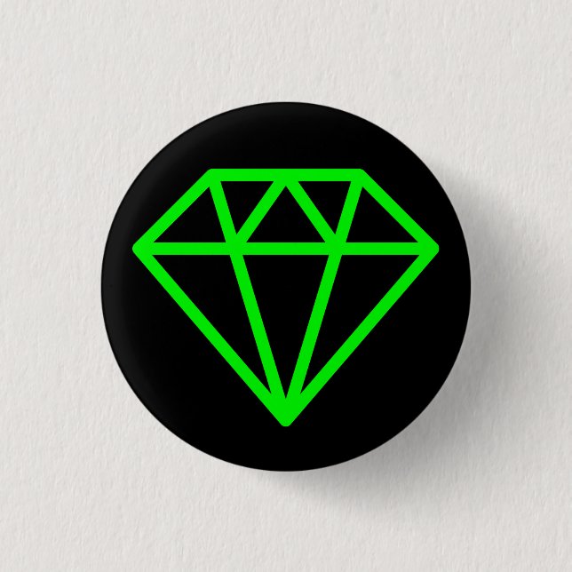 Simple Diamond - Green on Black 3 Cm Round Badge (Front)