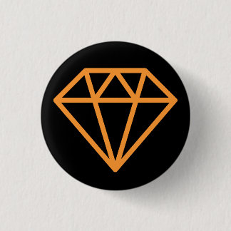 Simple Diamond - Light Orange on Black 3 Cm Round Badge