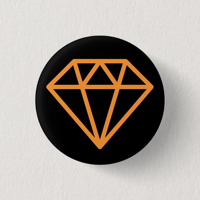 Simple Diamond - Light Orange on Black 3 Cm Round Badge (Front)