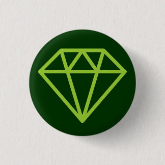 Simple Diamond - Martian Green on Dk Forest Green 3 Cm Round Badge