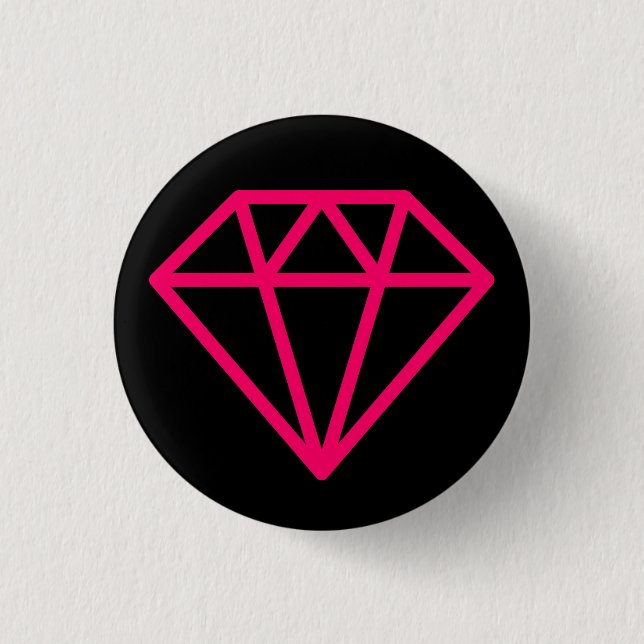 Simple Diamond - Neon Red on Black 3 Cm Round Badge (Front)