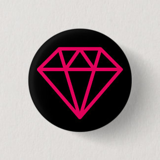 Simple Diamond - Neon Red on Black 3 Cm Round Badge