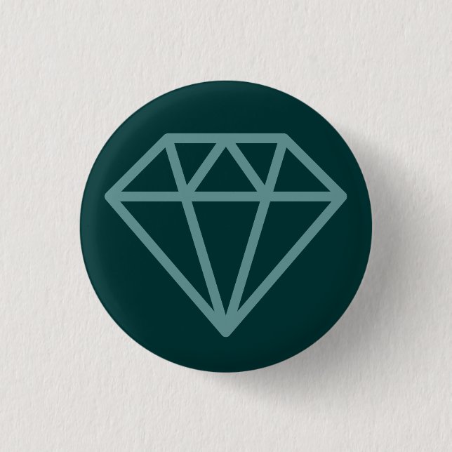 Simple Diamond - Ocean Green on Dk Moss Green 3 Cm Round Badge (Front)