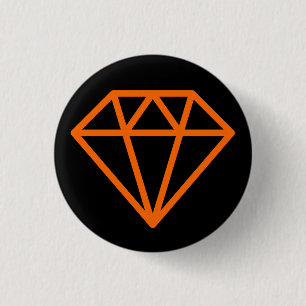 Simple Diamond - Orange on Black 3 Cm Round Badge