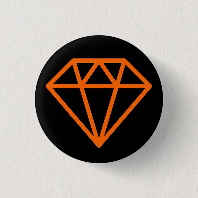 Simple Diamond - Orange on Black 3 Cm Round Badge (Front)