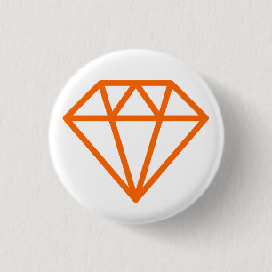 Simple Diamond - Orange on White 3 Cm Round Badge