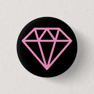 Simple Diamond - Pink on Black 3 Cm Round Badge