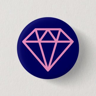 Simple Diamond - Pink on Deep Navy 3 Cm Round Badge