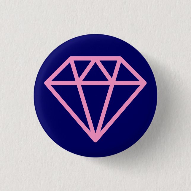 Simple Diamond - Pink on Deep Navy 3 Cm Round Badge (Front)