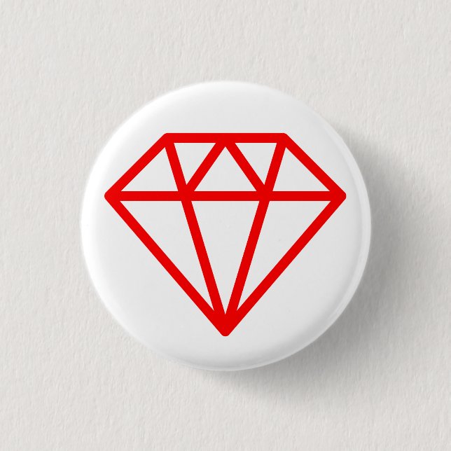 Simple Diamond - Red on White 3 Cm Round Badge (Front)