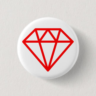 Simple Diamond - Red on White 3 Cm Round Badge