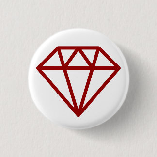 Simple Diamond - Ruby Red on White 3 Cm Round Badge
