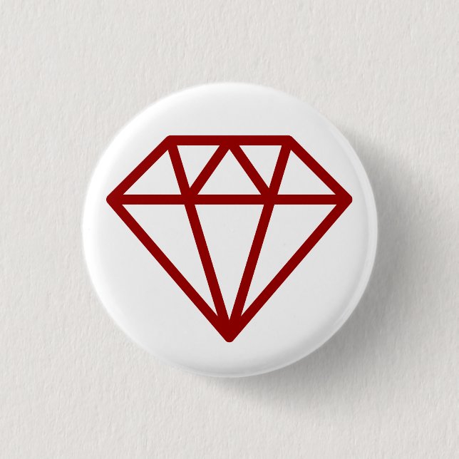 Simple Diamond - Ruby Red on White 3 Cm Round Badge (Front)
