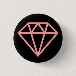 Simple Diamond - Soft Pink on Black 3 Cm Round Badge