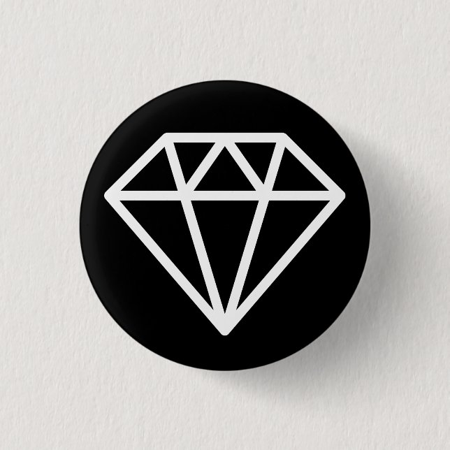 Simple Diamond - White on Black 3 Cm Round Badge (Front)