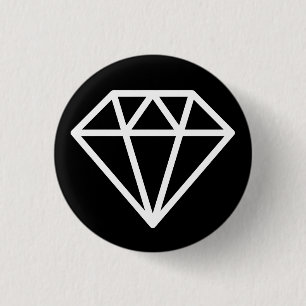 Simple Diamond - White on Black 3 Cm Round Badge