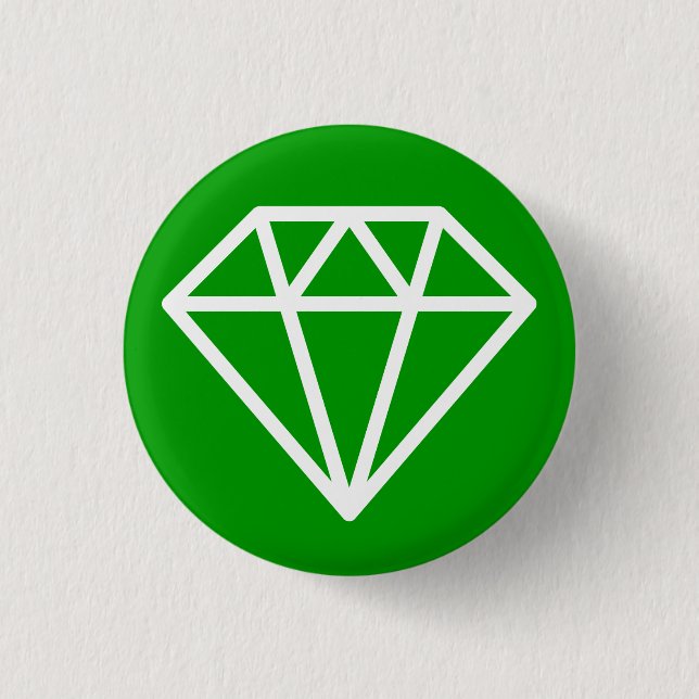 Simple Diamond - White on Grass Green 3 Cm Round Badge (Front)